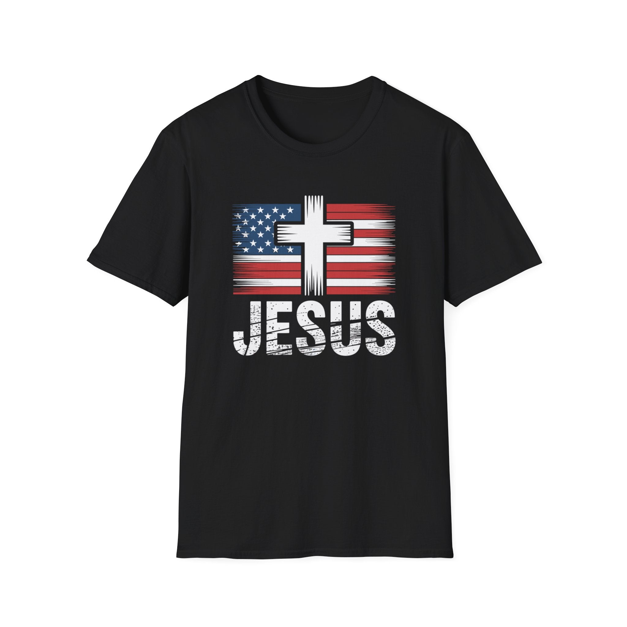 Jesus Cross American Flag Tee - Christian T-Shirt