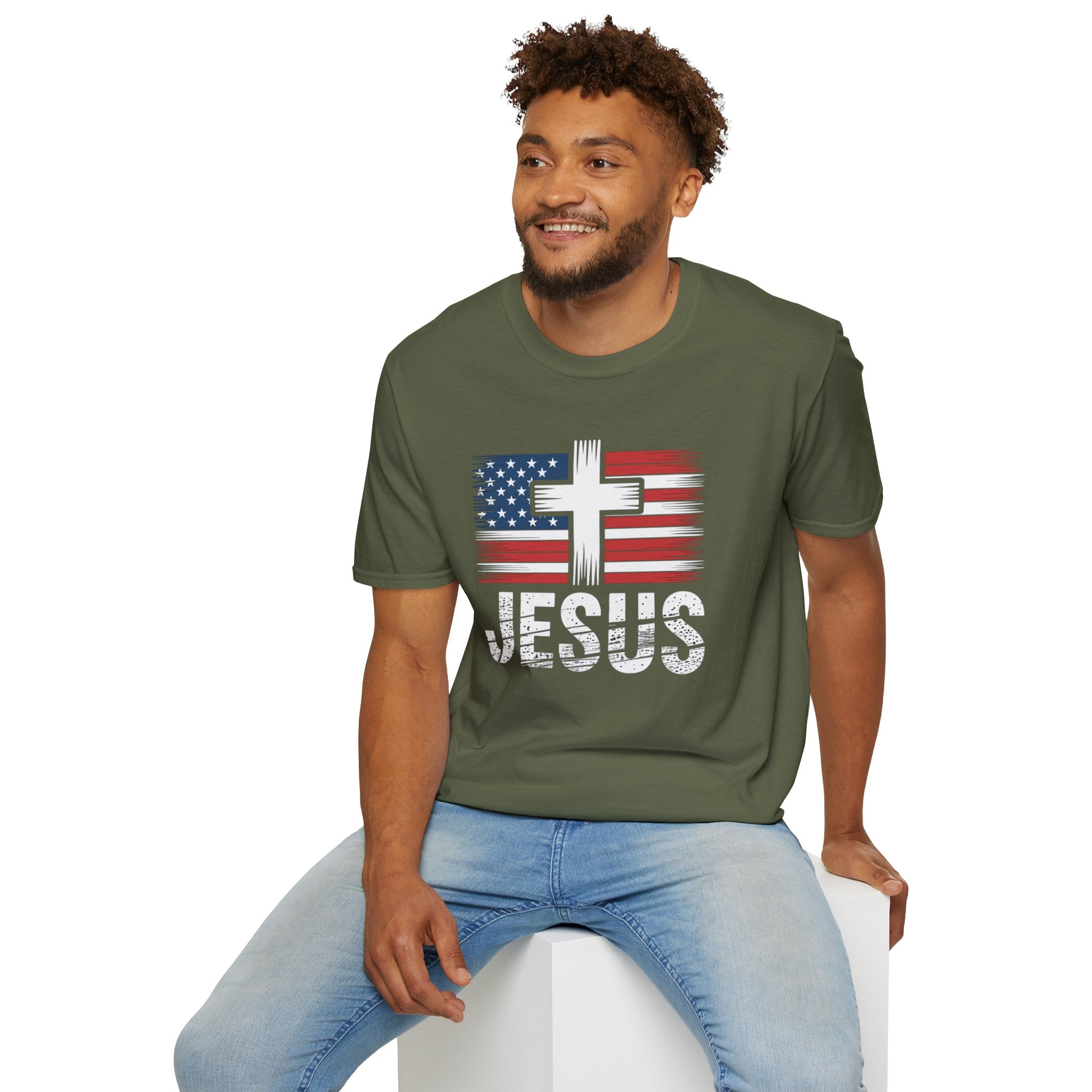Jesus Cross American Flag Tee - Christian T-Shirt