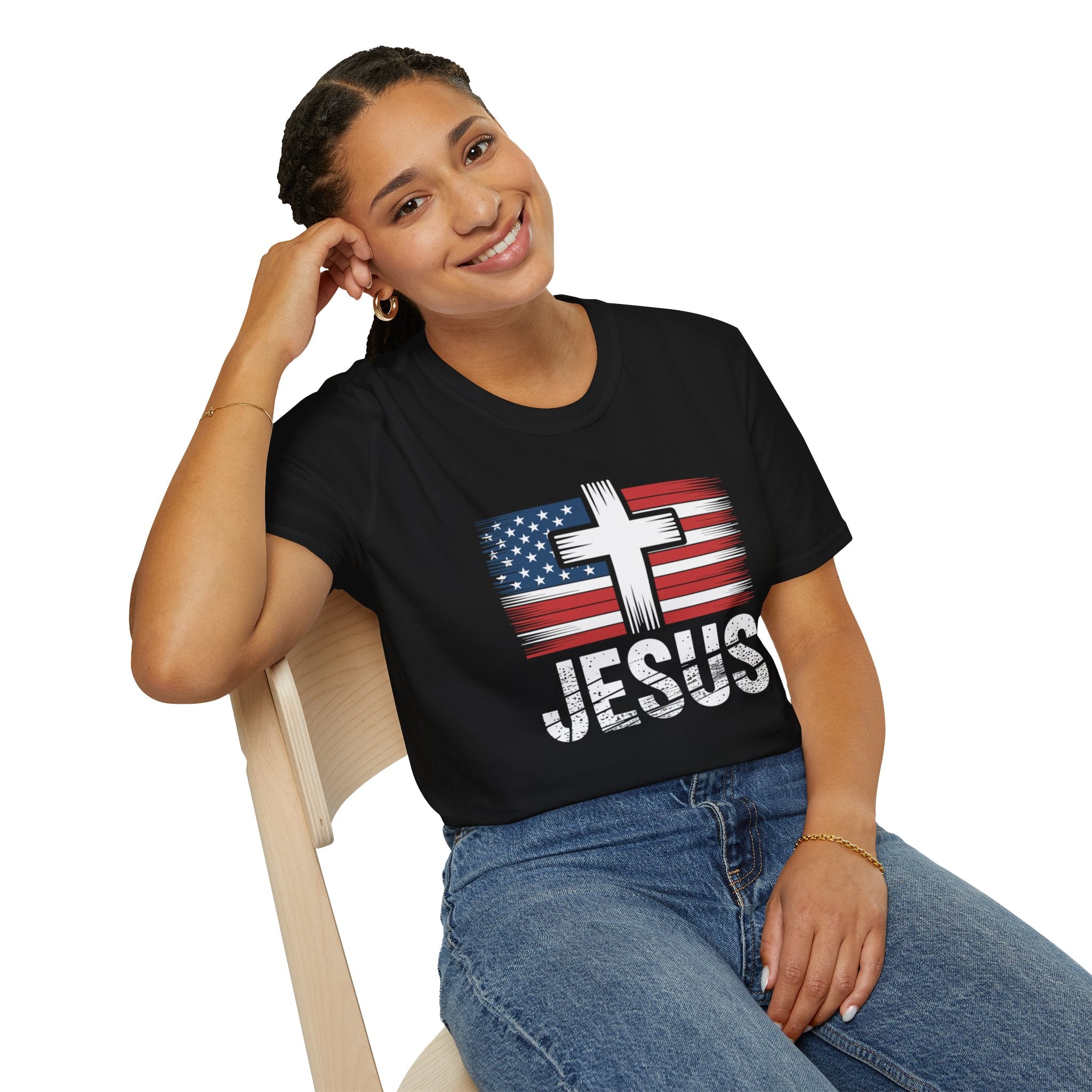 Jesus Cross American Flag Tee - Christian T-Shirt