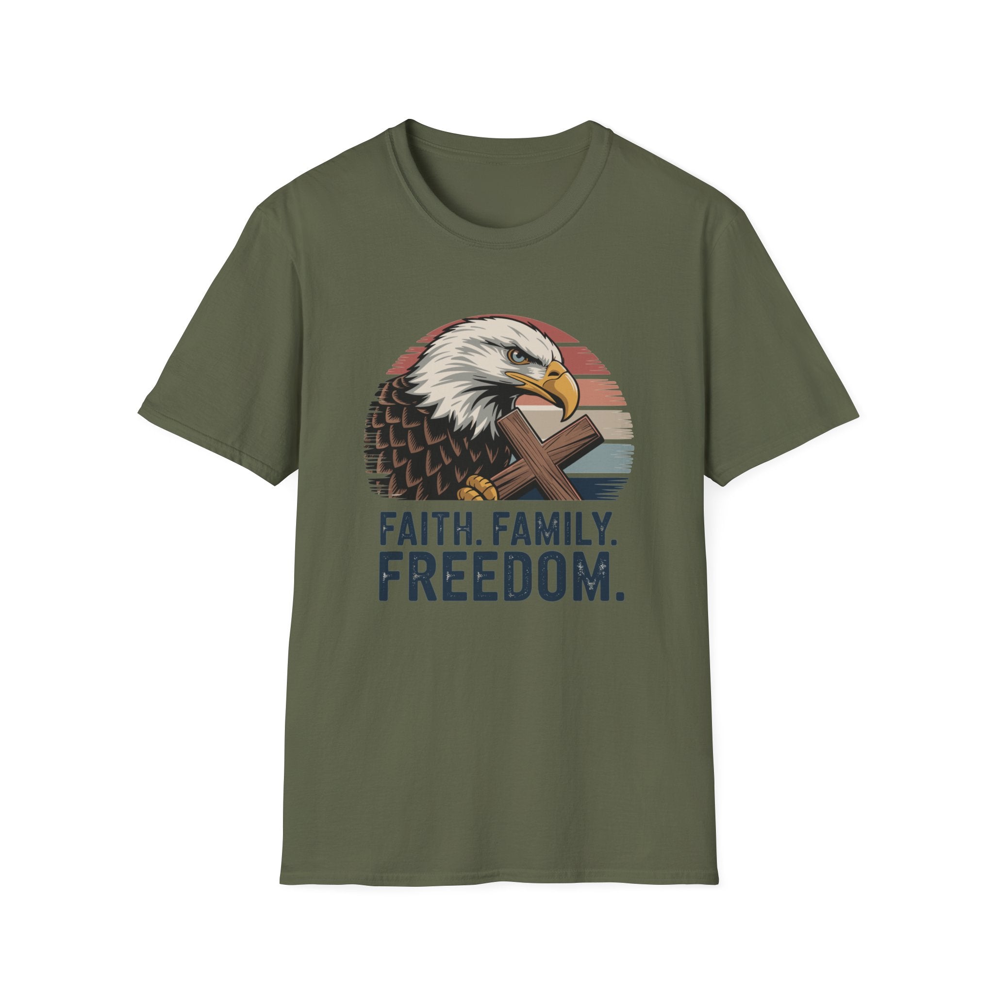 Christian "Faith. Family. Freedom." Bald Eagle Shirt