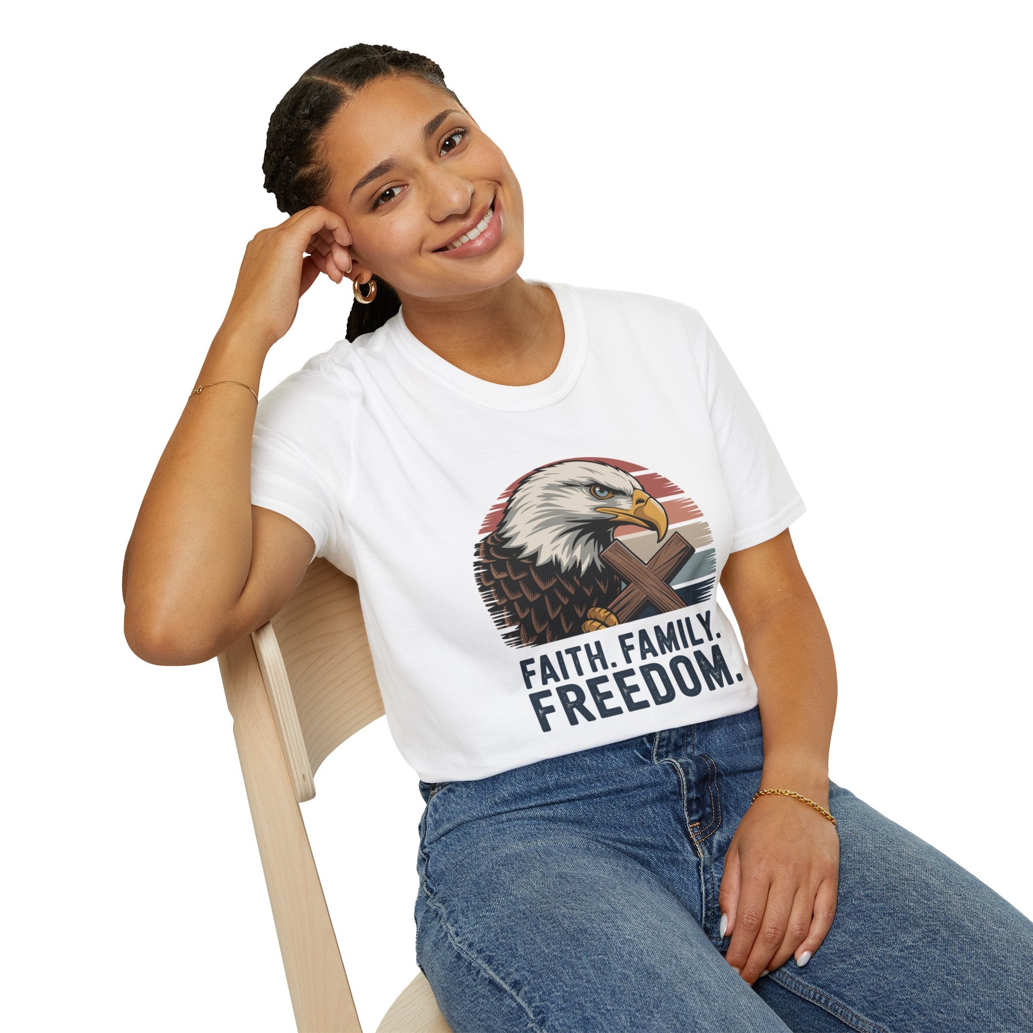 Christian "Faith. Family. Freedom." Bald Eagle Shirt