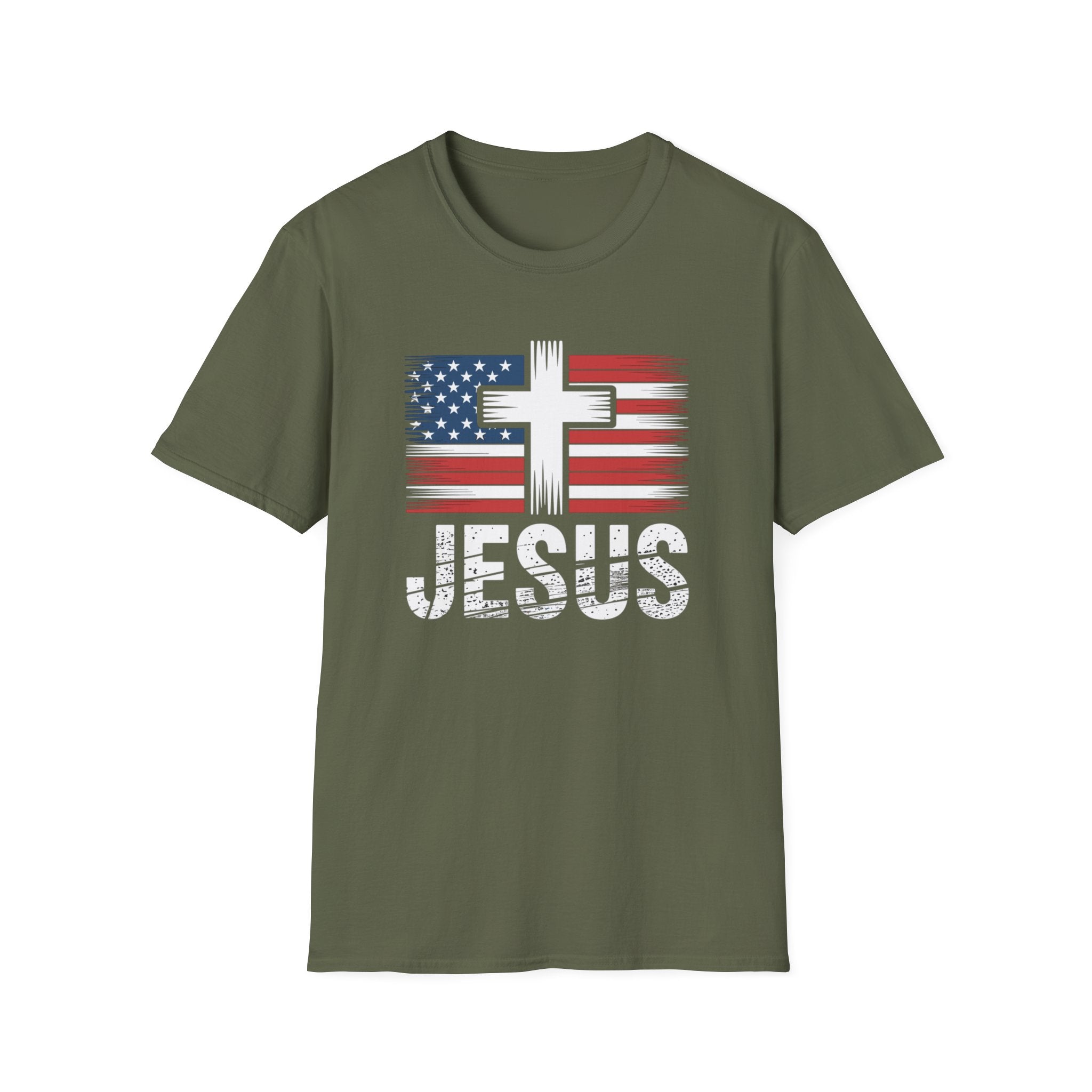 Jesus Cross American Flag Tee - Christian T-Shirt