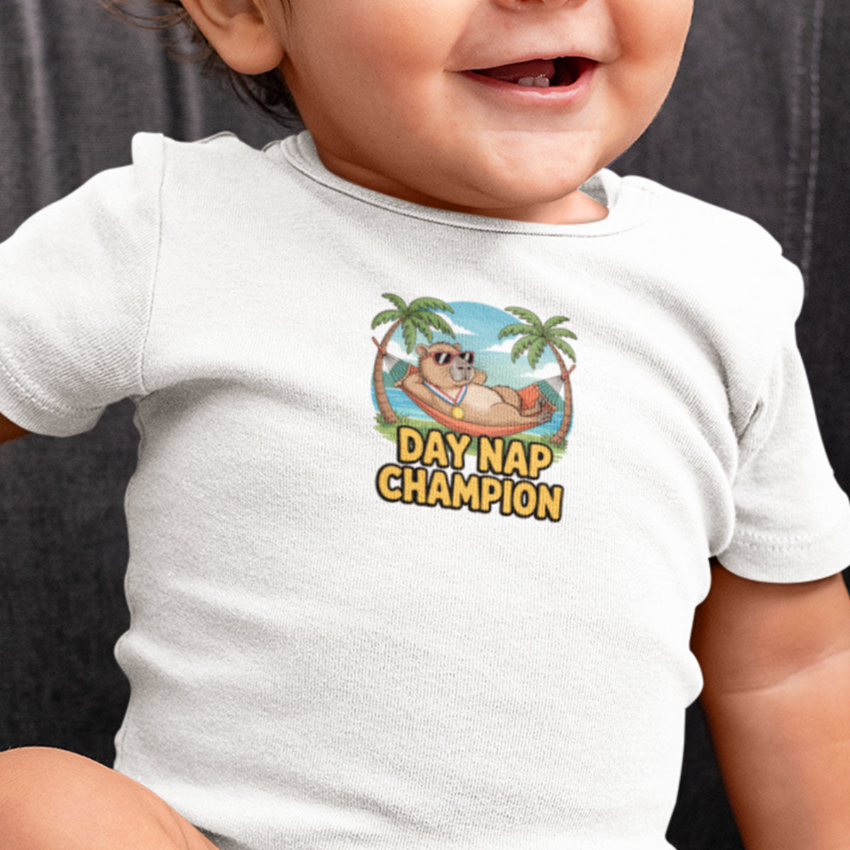 Capybara "Day Nap Champion" - Baby Onesie