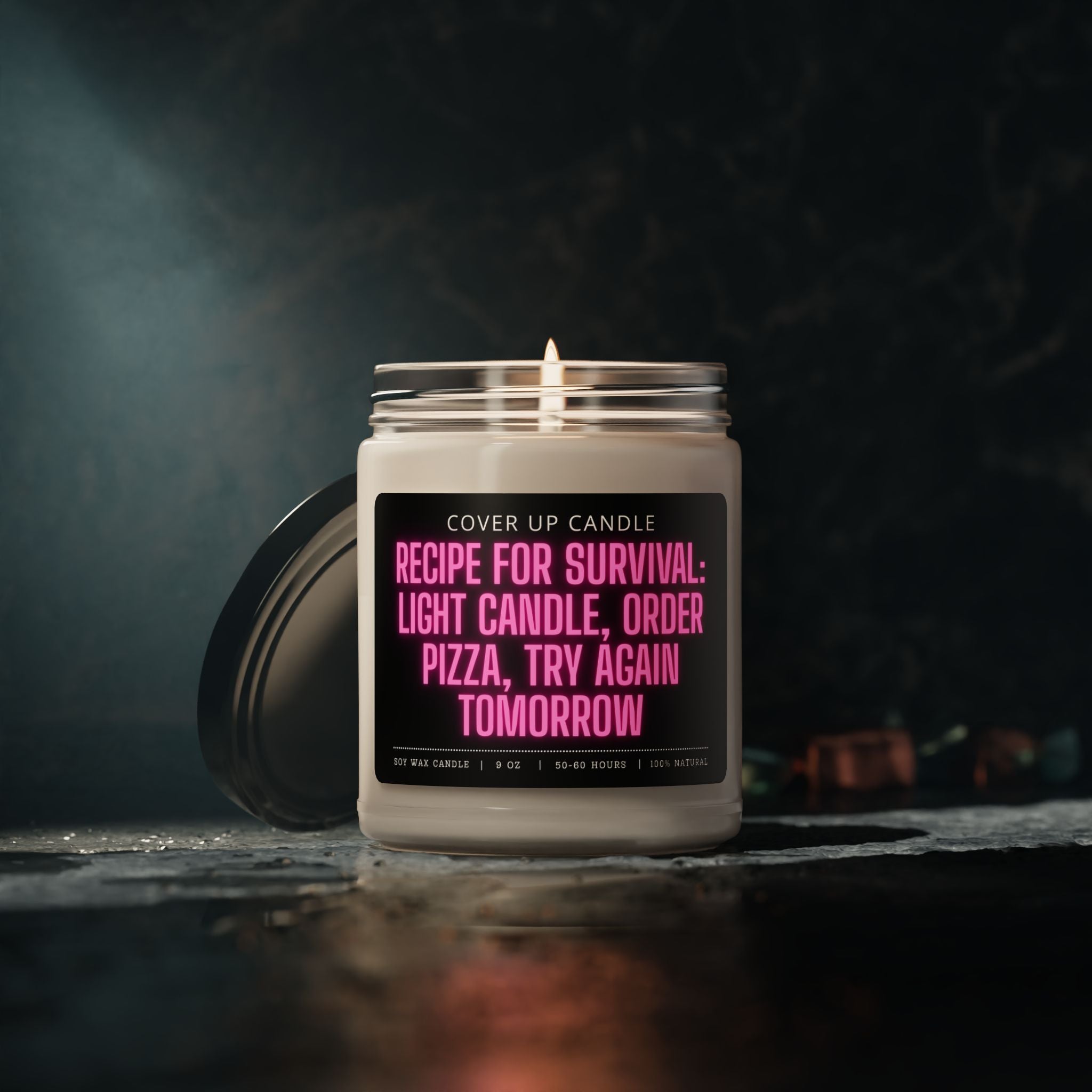 Funny Cooking Gift - Recipe for Survival: Light Candle, Order Pizza, Try Again Tomorrow