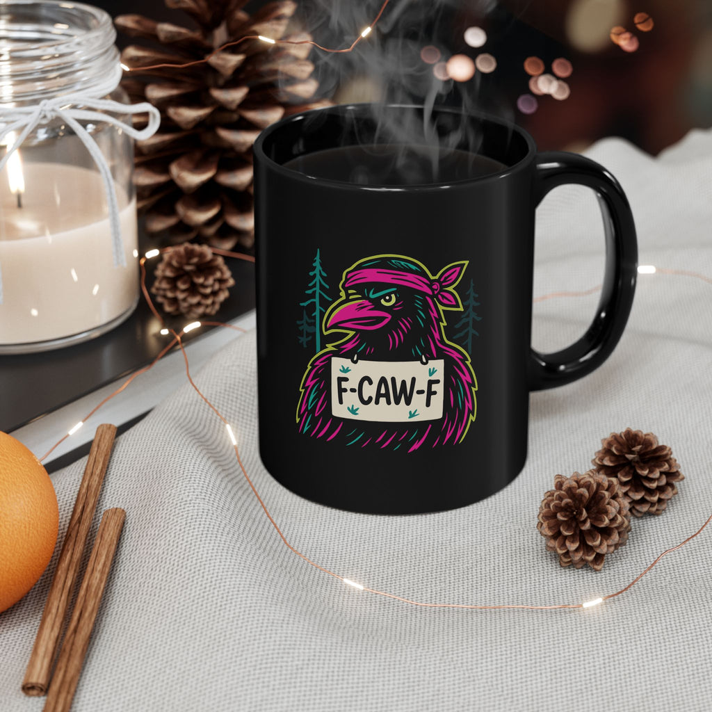 Neon Rebel "F-Caw-F" Crow Mug - Amazing Gift for Family & Friends