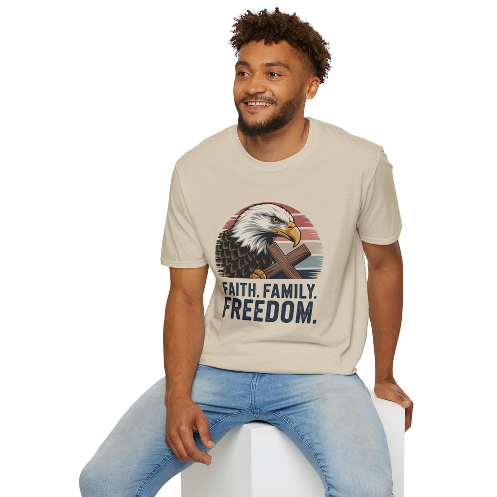 Christian "Faith. Family. Freedom." Bald Eagle Shirt