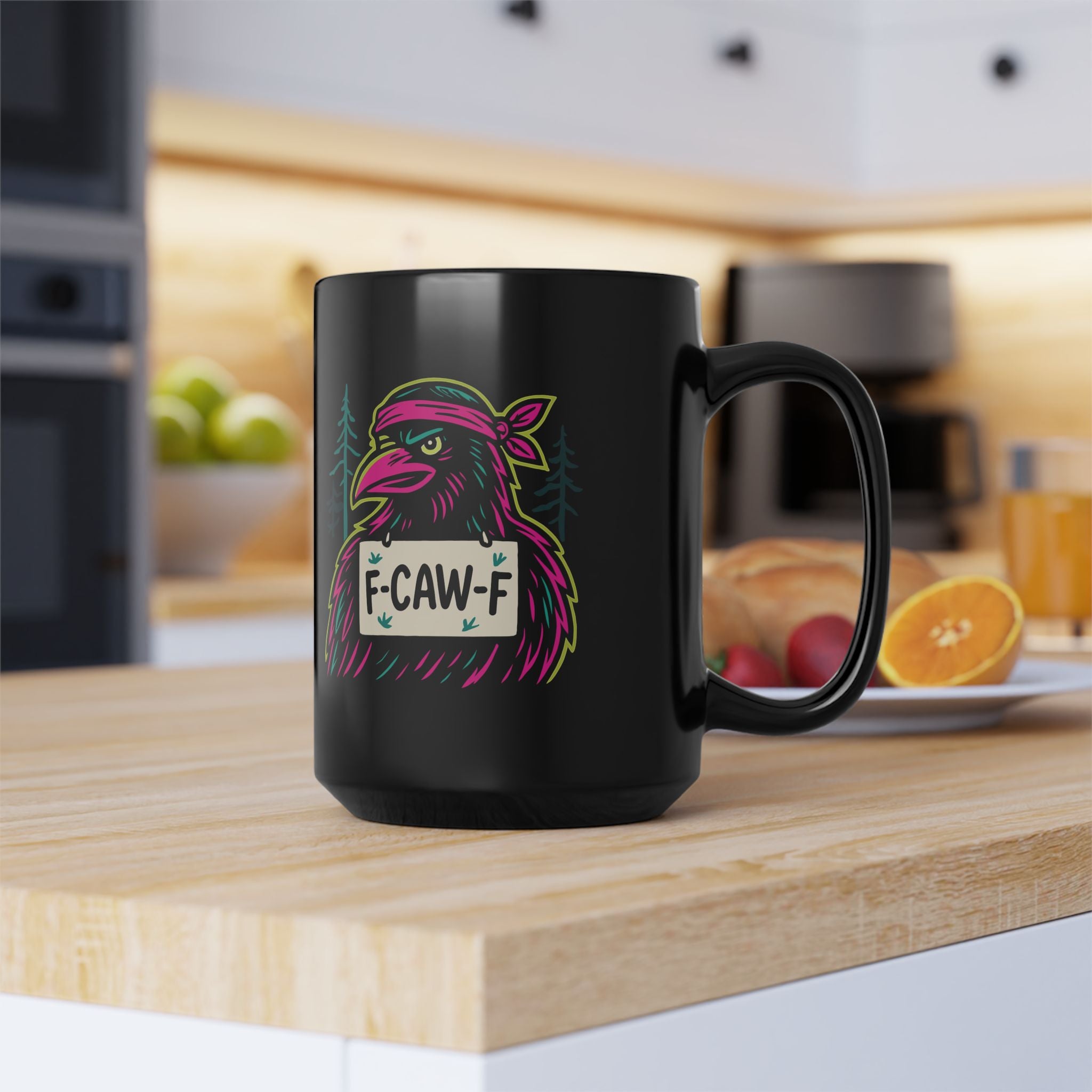 Neon Rebel "F-Caw-F" Crow Mug - Amazing Gift for Family & Friends