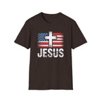 Jesus Cross American Flag Tee - Christian T-Shirt