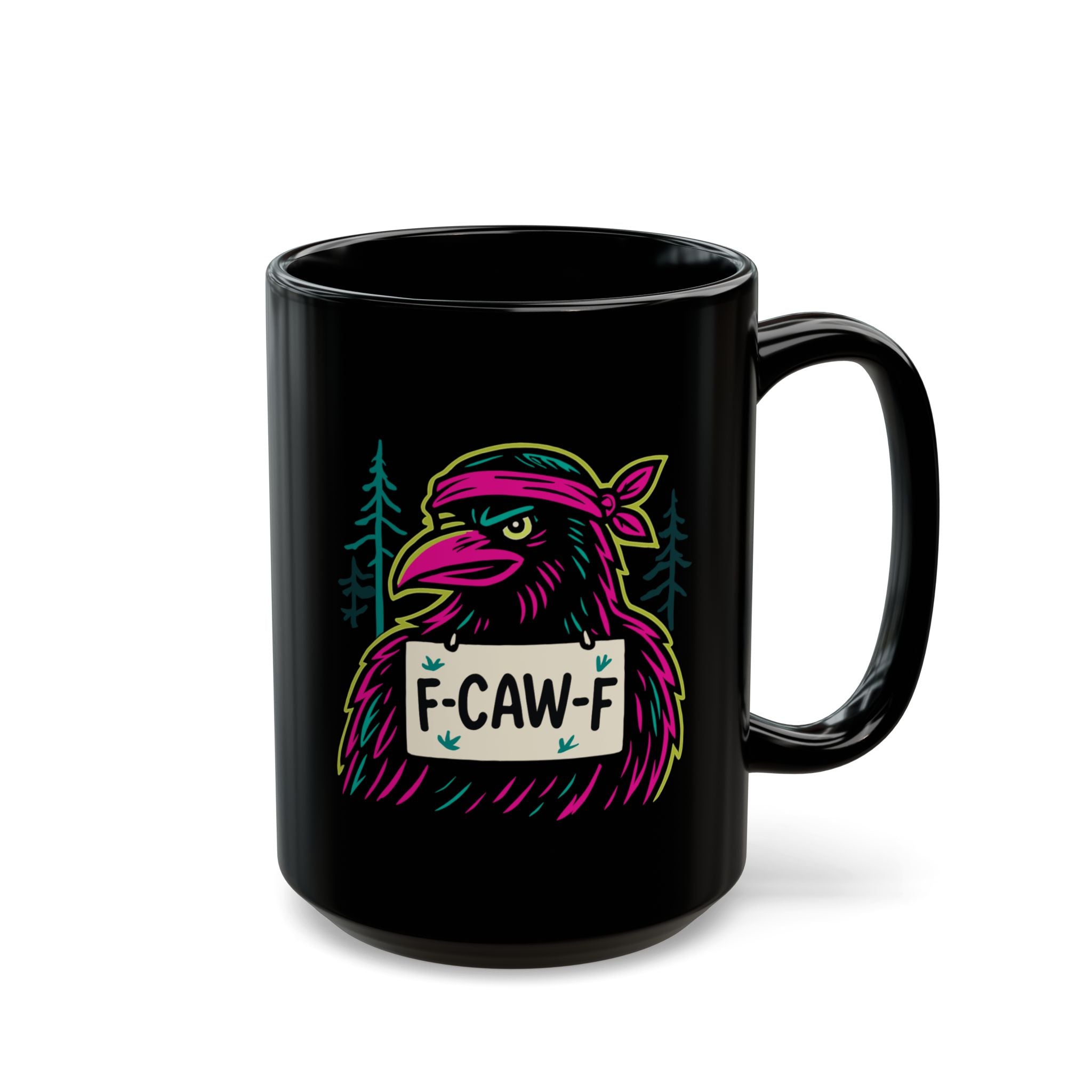 Neon Rebel "F-Caw-F" Crow Mug - Amazing Gift for Family & Friends