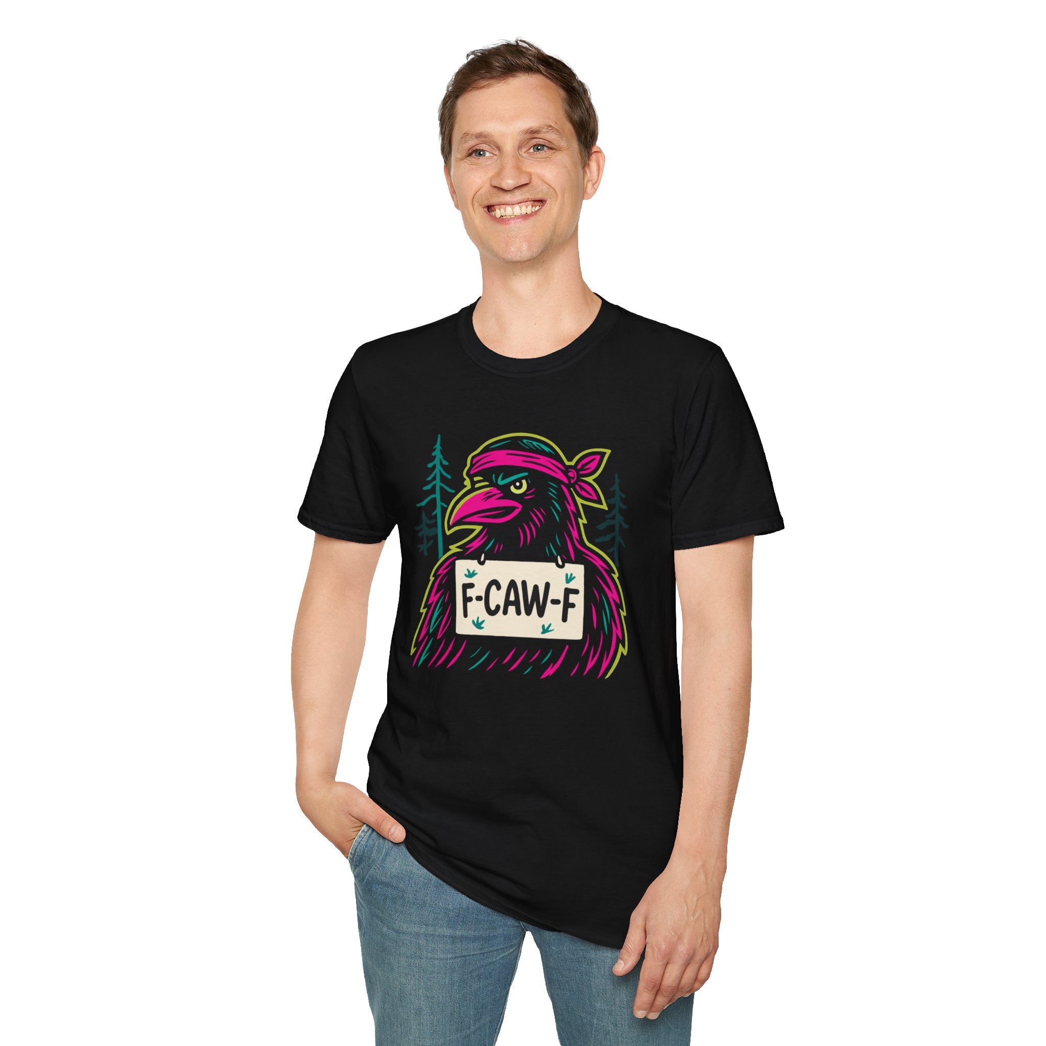 Neon Rebel "F-Caw-F" Crow T-Shirt - Amazing Gift for Family & Friends