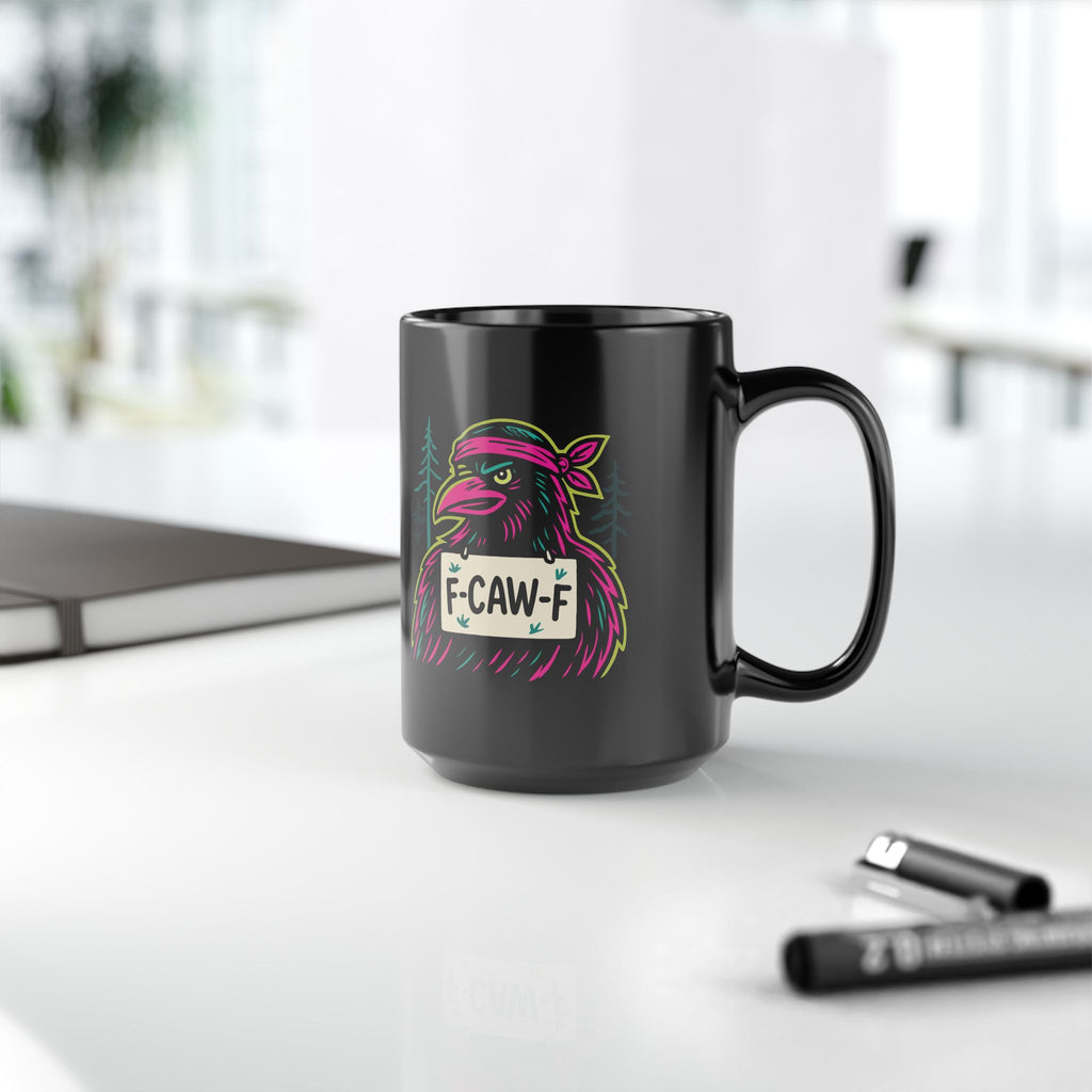 Neon Rebel "F-Caw-F" Crow Mug - Amazing Gift for Family & Friends