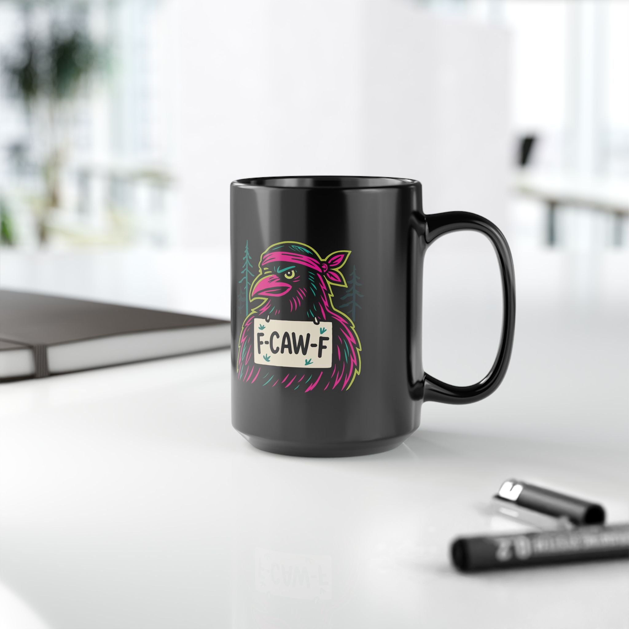 Neon Rebel "F-Caw-F" Crow Mug - Amazing Gift for Family & Friends